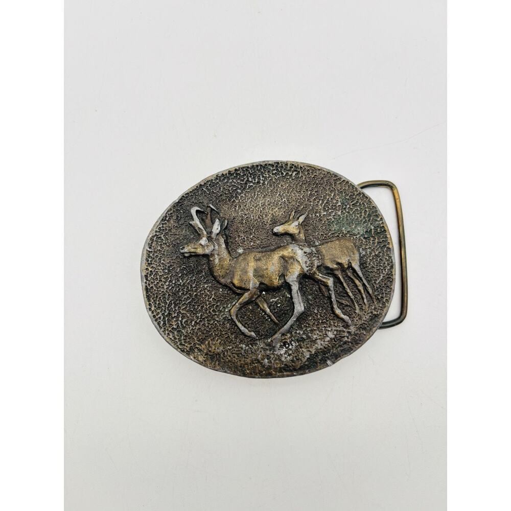 Vintage Deer Buck Brass Belt Buckle Tiffany Studio, New York